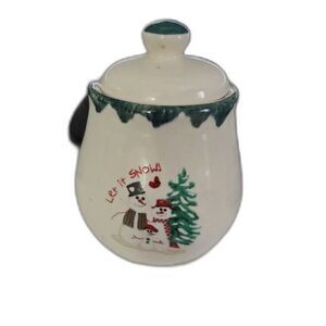 Christmas Atico Let it Snow Sugar Bowl with Lid 1998 ~Vintage~